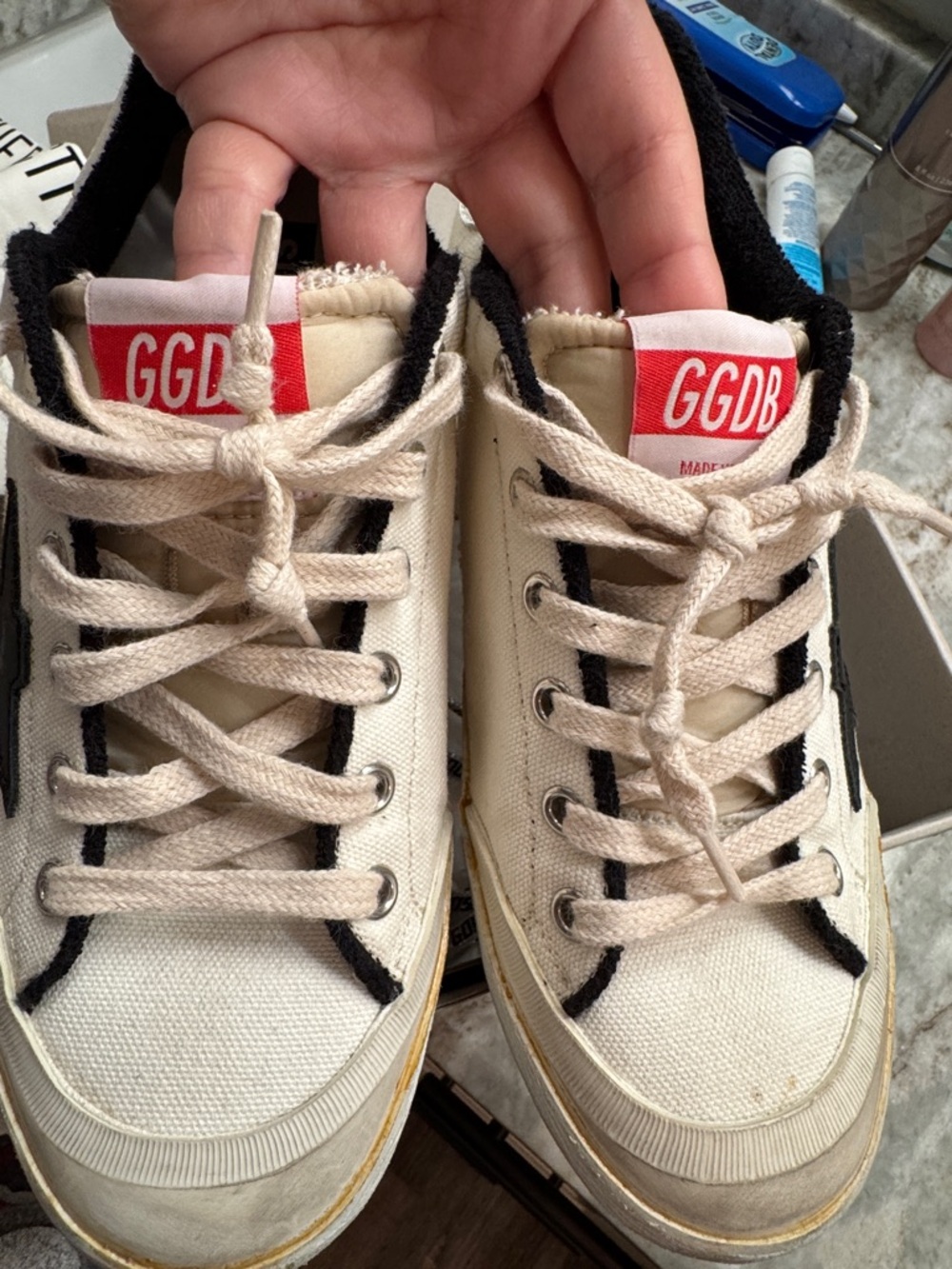 Golden Goose Ball Star Cream Canvas Low-Top Sneakers with Black Star